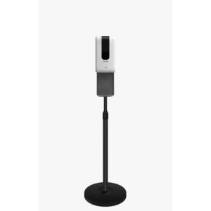 Piantana con dispenser gel igienizzante touchless 1200 ml struttura in metallo Nero e salva goccia h.96-150 cm - MS003