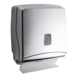 Distributore Mini di carta asciugamani QTS Sterling - capacità 300 fazzoletti - 28,5x14,5x30 cm Argento - STE-FO2/SS