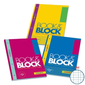 Blocco 40 fogli A4 collato lato lungo - forati e rinforzati - 80g/m² Blasetti Blocco Book & Block quadretto 4M