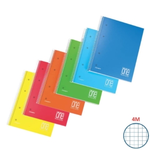 Blocco spiralato fogli A5 forati 80g/m² copertina in PPL - 80+1 fogli One Color quadretto 4M