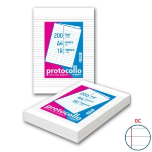 Fogli protocollo A4 - 60g/m² - Blasetti 1R con margine - A4 chiuso - A3 aperto (conf.200 fogli)