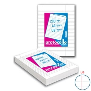 Fogli protocollo A4 - 120g/m² - Blasetti uso bollo senza margini - A4 chiuso - A3 aperto (conf.100 fogli)
