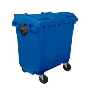 Cassonetto portarifiuti carrellato 770 litri con coperchio piano e maniglie a labbro Mobil Plastic Blu - 1/770/5-BLB