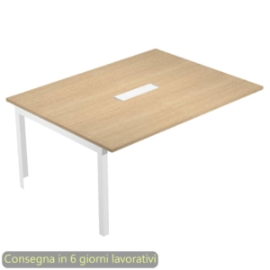 Allungo laterale per tavolo riunioni Bridge 160x120xh.72,5 cm gambe metalliche Bianche Artexport piano Rovere