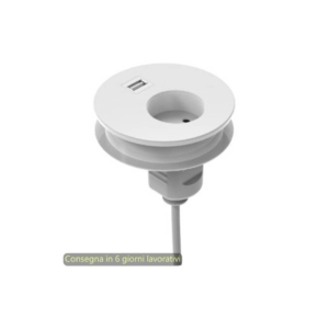 Slot passaspina Ø80 mm - presa shuko + slot con USB Bridge Artexport Bianco - 3-DEAA0001-EA