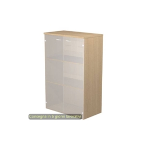 Mobile medio con ante in vetro satinato 80x35xh.120 cm 2 ripiani Presto Artexport Rovere - 035-69G/C
