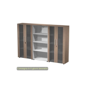 Composizione tre mobili medi con 4 ante 162,8x43xh.158,2 cm Flora Artexport Noce arabis - 937T-74x2/K