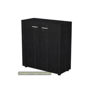 Mobile basso con ante in melaminico con serratura 80x35xh.72 cm Presto Artexport Nero Frassino - 030-67M/8