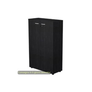 Mobile medio con ante con serratura 80x35xh.120 cm 2 ripiani Presto Artexport Nero venato frassino 035-69M/8