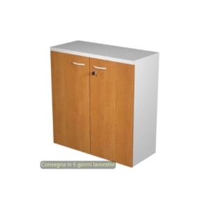 Mobile basso con serratura Presto 80x44xh.72 cm - struttura Grigia Artexport ante Noce chiaro - 530-67M/4