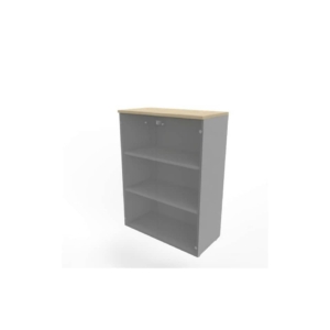 Armadio medio con ante vetro fumè, top Rovere scocca Argento 90x45xh.123,2 cm Practika Quadrifoglio - ECEM90V-RK-AA-GE