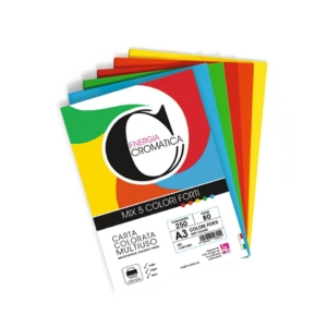 Carta colorata Deco Cromatica colori forti formato A3 - 5 Colori Assortiti 80g/m² - 12301/250 (risma 250 fogli)