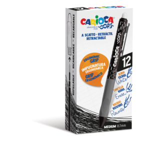 Penne a scatto cancellabili Carioca OOPS inchiostro termosensibile M 0,7 mm - Nero - 43043/01 (conf.12)