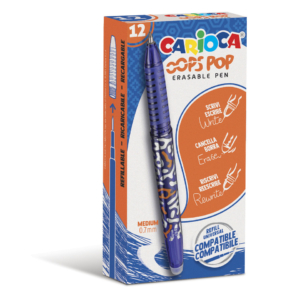 Penne cancellabili Carioca Oops Pop punta media 0,7 mm Blu 42044/02 (conf.12)