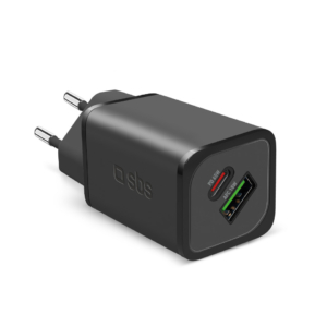Caricatore da parete SBS GaN 65W 1xType C PD 65W+ 1xUSB AFC 18W - GaN. Split 45W +18W - Bianco - TETRGANUSBCPD65W